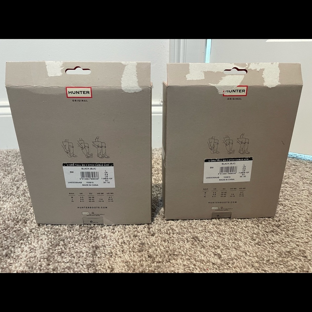 New in box tall Hunter rain boot socks SOLD TOGETHER